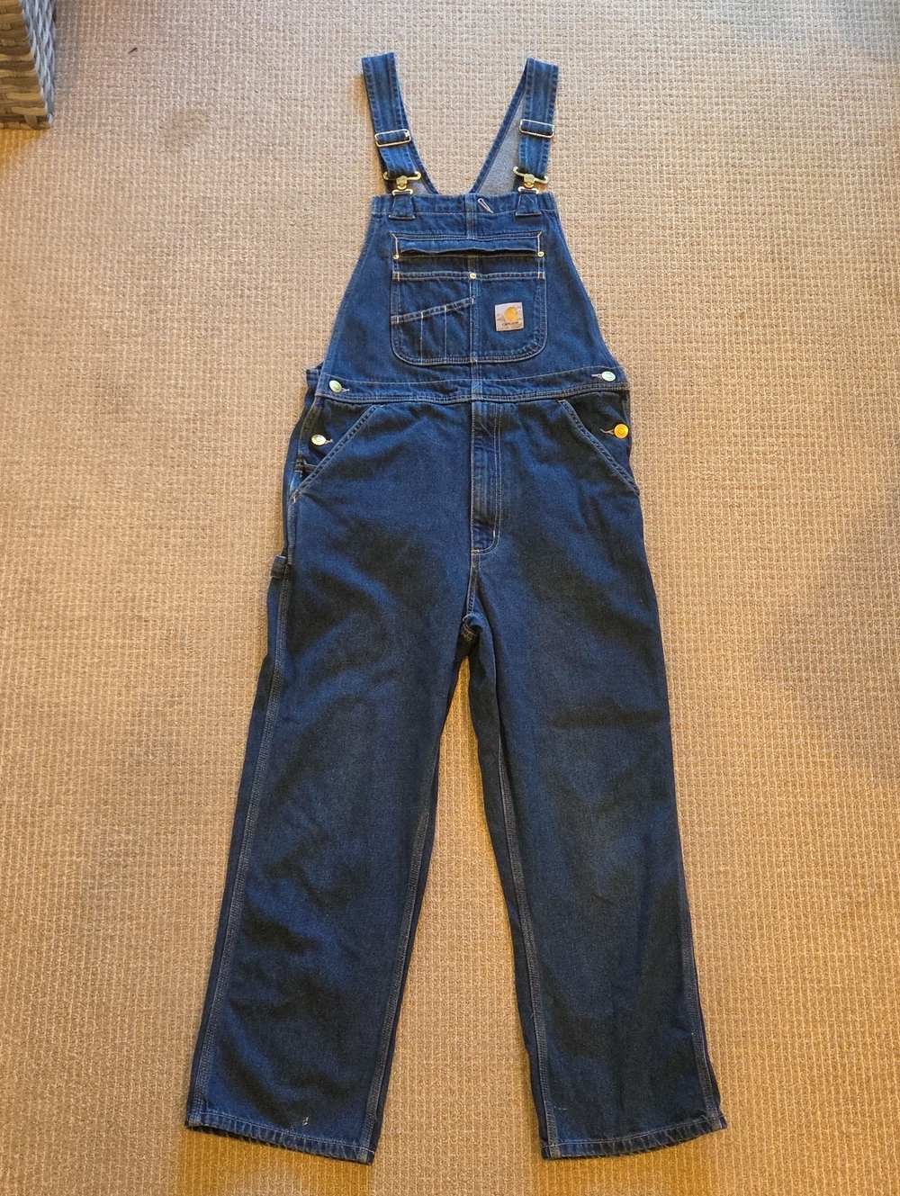 Carhartt Men's Indigo Denim Relaxed Bib Overalls
